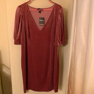 Rose colored F21 PLUS velveteen dress!